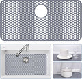 Silicone Sink Protectors for Kitchen Sink - 28.3"x 15.7" Kitchen Protector Accessory, Non-Slip Heat Resistan Mat for Bottom of Farmhouse Stainless Steel Porcelain (Rear Hole)
