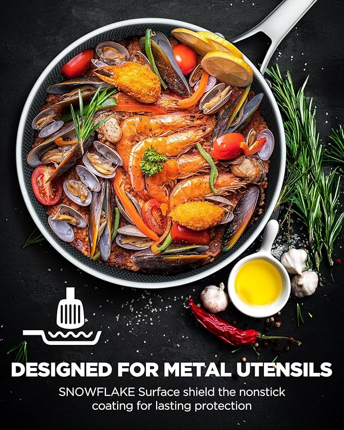 Non Stick Frying Pans, 12-inch with Lid, Induction Compatible Cooking Pan, PFOA Free Cookware