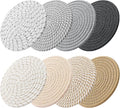 ME.FAN 8 Inch Trivets for Hot Dishs, 8 Set Cotton Thread Weave Trivets for Hot Pans, Potholders, Large Coasters, Hot Pads, Hot Mats to Protect Desktop & Countertop, Kitchen Essentials Mixed Color