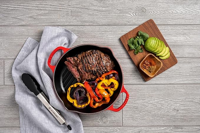 Le Creuset Enameled Cast Iron Signature Deep Round Grill, 9.75", Cerise