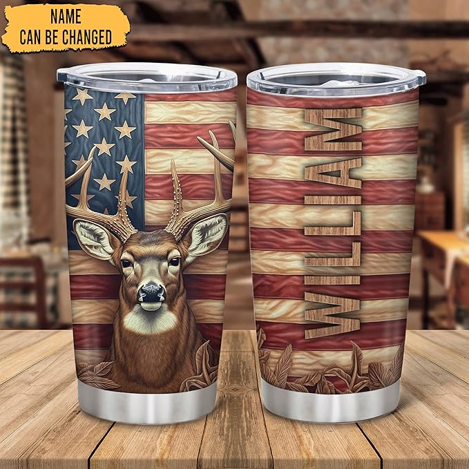 Hyturtle Personalized Hunting Gifts For Men - Deer Hunting Tumbler 20 Oz Travel Coffee Mug Stainless Steel - Fathers Day Gift For Dad, Him, Boy, Husband, Hunters On Birthday, Christmas