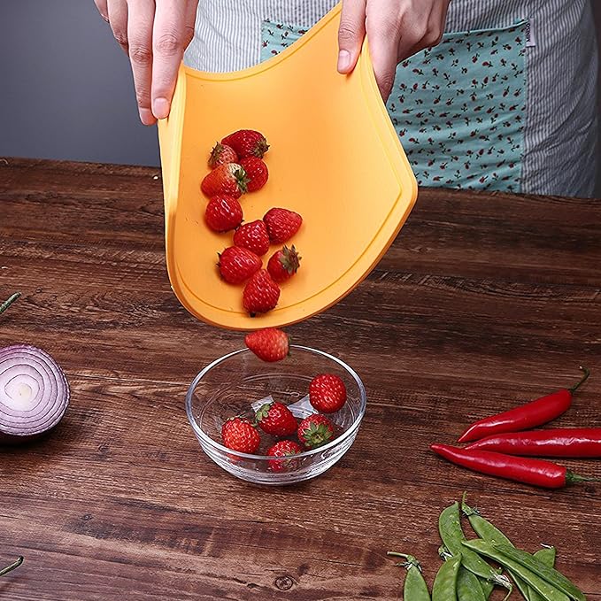 Liflicon Extra Large Thick Silicone Cutting Boards for Kitchen 14.6'' x 10.43'' Flexible Cutting Chopping Boards/Mats Non-slip Deep Drip Juice Groove, Dishwasher Safe-Yellow