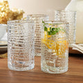 Glaver's Highball Drinking Glasses, Set of 4 Clear 15 Ounce Crackle Design Textured Drinking Glasses Heavy Duty Basic Set for Everyday Home, Bar use for Water Juice Cocktails Smoothies.