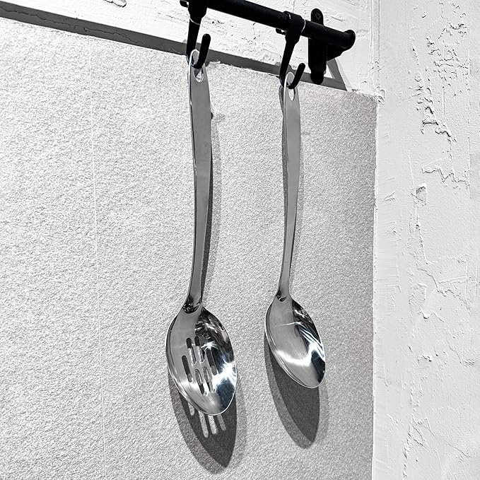 IMEEA Cooking Spoon Stainless Steel Large Serving Spoon Slotted Spoons for Cooking 12.8-Inch, Set of 2