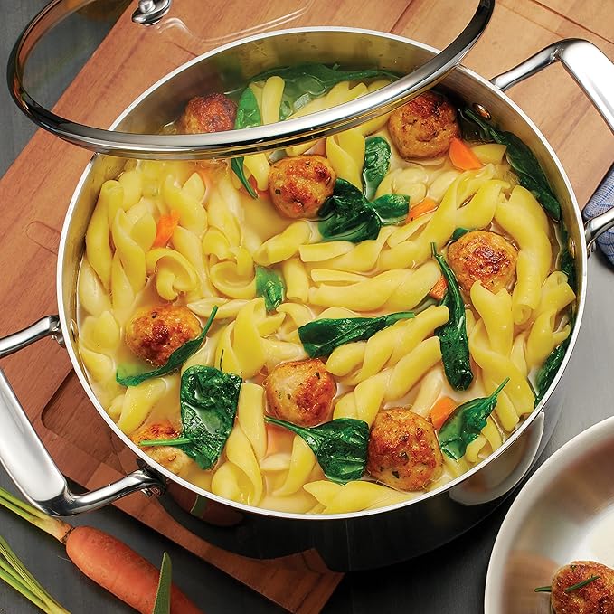 Tramontina Tri-Ply Clad Stainless Steel 5-Quart Dutch Oven Pot with Glass Lid, Induction-Ready, Dishwasher-Safe, NSF-Certified