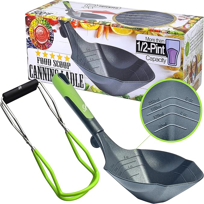 Supa Ant Canning Jar lifter and Canning Ladle Scoop Tools, Canning Supplies, ½-Pint Capacity 500F (Assembled in USA)