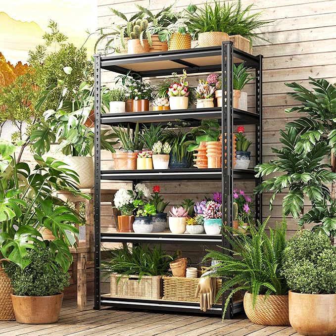 Bepatio Storage Shelves 2000LBS Garage Shelving Heavy Duty Metal Shelving Unit Adjustable Garage Shelf Pantry Shelves for Kitchen Warehouse Basement 27.6" W x 11.8" D x 60" H