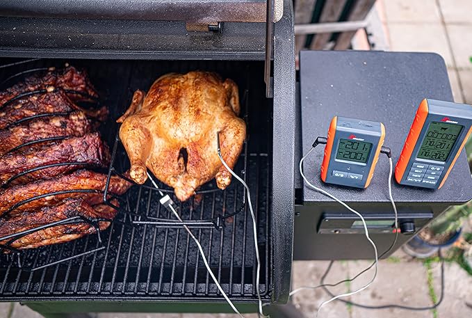 BBQ Dragon Wireless Digital Instant Read Thermometer - Food Thermometer for Cooking – Oven Safe Kitchen with 4 Probes - Meat thermometers for Smokers.