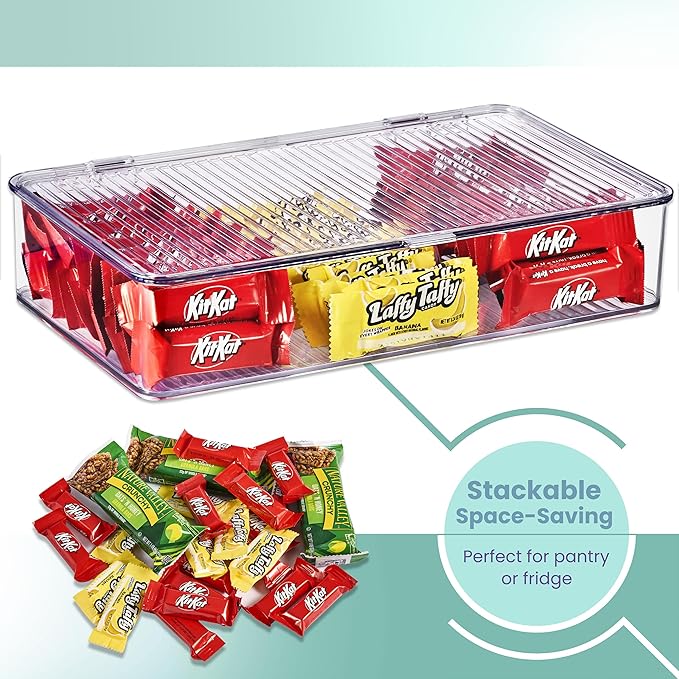 Sorbus Fridge Organizer & Pantry Storage with Lids- Clear Plastic Freezer Organizer Bins- MultiPurpose & Versatile Stackable Cabinet Organizers- Cosmetics,Office Supplies,Food Snack Organizers- 2 Pack