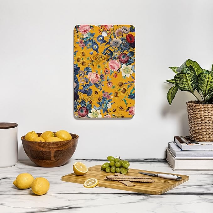 SSociety6 Bamboo Cutting Board- Kitchen Decor by Burcu Korkmazyurek - Unique Cutting Boards for Kitchen, 16" x 10.5" x 0.5", Summer Botanical Garden IX