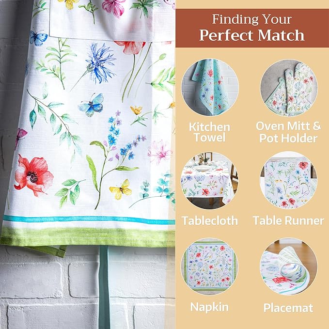Maison d' Hermine 100% Cotton Apron for women with Pocket Kitchen Chef Apron for Men Cooking Gardening Server Waitress