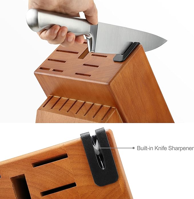 McCook® Kitchen Knife Sets,German Stainless Steel Knives Block Set with Built-in Sharpener