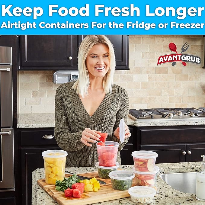 Deli-Grade BPA-Free 24oz Plastic Containers with Lids 24ct. Leakproof Microwavable Portion Container for To-Go Orders, Food Prep and Storage. Reusable Takeout Cup for Restaurant Cafe and Catering.