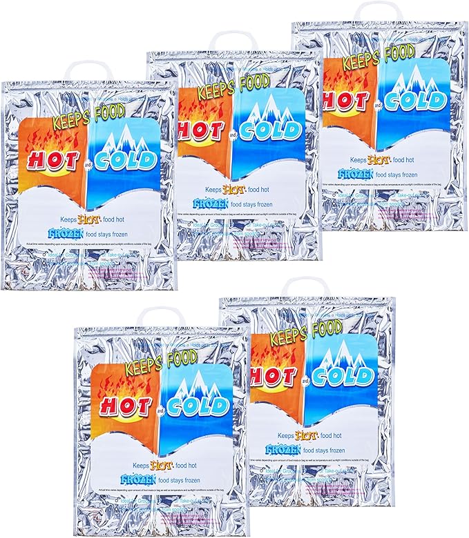 Superio Hot and Cold Insulated Bags for Food Delivery, Grocery Shopping Bags, Food Storage for Hot and Frozen Food for Travel, Disposable Cooler Bag