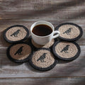 VHC Brands Raven Harvest Stencil Braided Cotton Coaster Set of 6, Decorative Fall Coasters, Table Decor for Fall Thanksgiving and Halloween