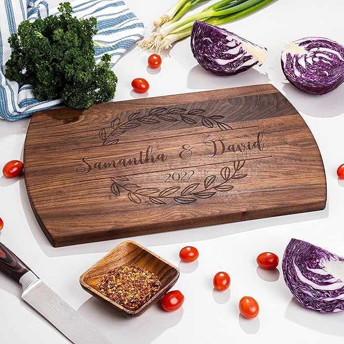 Blue Ridge Mountain Gifts Personalized Laser Engraved Wooden Cutting Board New Home Essentials - Customized Chopping Board for Weddings, Anniversaries, Birthdays - Unique Christmas Gift