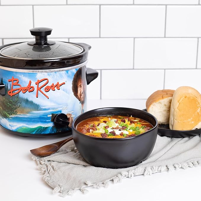 Uncanny Brands Bob Ross 2 Quart Slow Cooker- Happy Little Tree Appliance