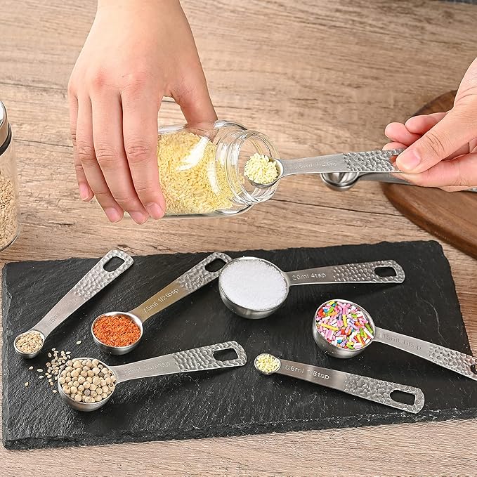Measuring Cups and Spoons Set 20 for Dry & Liquid, Metric & US 18/8 Stainless Steel Measuring Cups and Spoons Set with Leveler for Baking & Kitchen, 8 Measure Cup and 9 Spoon & Leveler