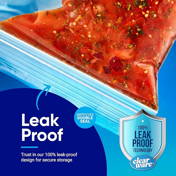 2 Gallon Storage Bags, Double Zipper Seal - 120 Count, (4 Packs of 30) Resealable Thick Plastic Food Storage Bags - Microwave-Safe, BPA Free - Resealable Containers for Lunch, Snacks, Meals