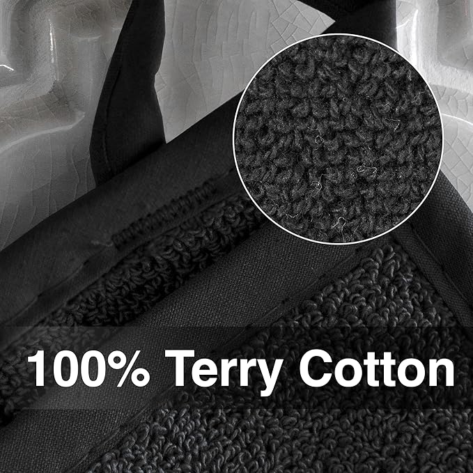 RITZ Terry Pocket Mitt & Hot Pad: Unparalleled Heat Resistant, Durable 100% Cotton – Ergonomically Designed for Optimal Grip – Easy-Care Machine Washable – 2-Pack, Black