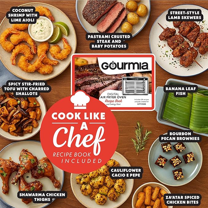 Gourmia French Door Digital Air Fryer Oven - XL 37QT Capacity, 12 Presets, FryForce 360° Tech, Dehydrate, Proof, Slow Cook, Fits 13” Pizza, 1700W, Green
