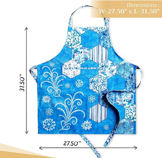 Maison d' Hermine 100% Cotton Apron for women with Pocket Kitchen Chef Apron for Men Cooking Gardening Server Waitress