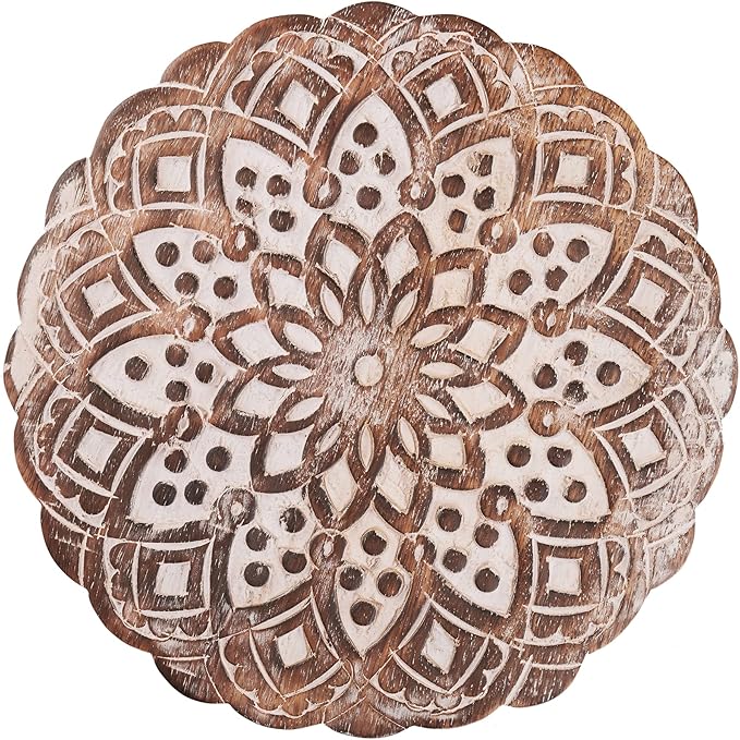 Easter Gifts Set of 4 Wooden Trivet for Hot Dishes Pots and Pans Tea Pot Holders Nonslip Heat Resistant Kitchen Counter Accessories Housewarming Gift (MD2205) 8" Diameter