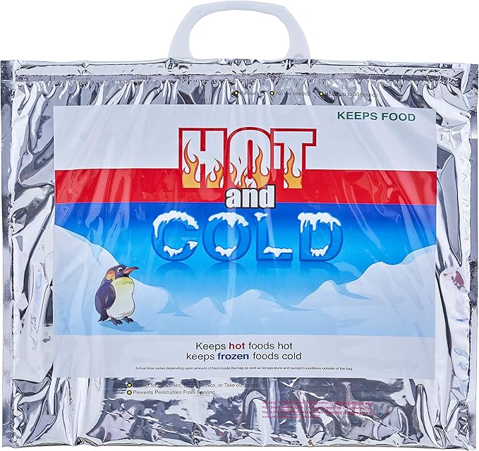Superio Hot and Cold Insulated Bags for Food Delivery, Grocery Shopping Bags, Food Storage for Hot and Frozen Food for Travel, Disposable Cooler Bag