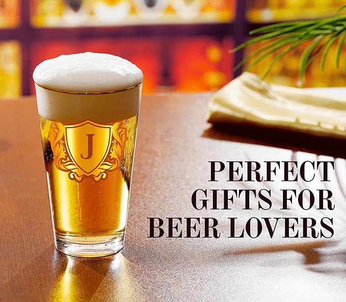 Onebttl Personalized Pint Glass for Men, Custom Alcohol Gifts for Beer Lovers, Unique Birthday, Christmas Gifts for Him, Dad, Husband, Boyfriend, G