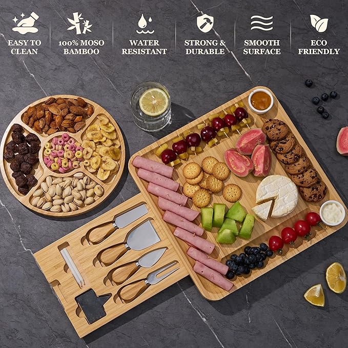 Personalized Engraved Charcuterie Board - Custom Bamboo Cheese Board, Gift for Couple, Wedding Gift, Housewarming, Corporate Gift, Christmas Gift, Birthday Gift for Mom