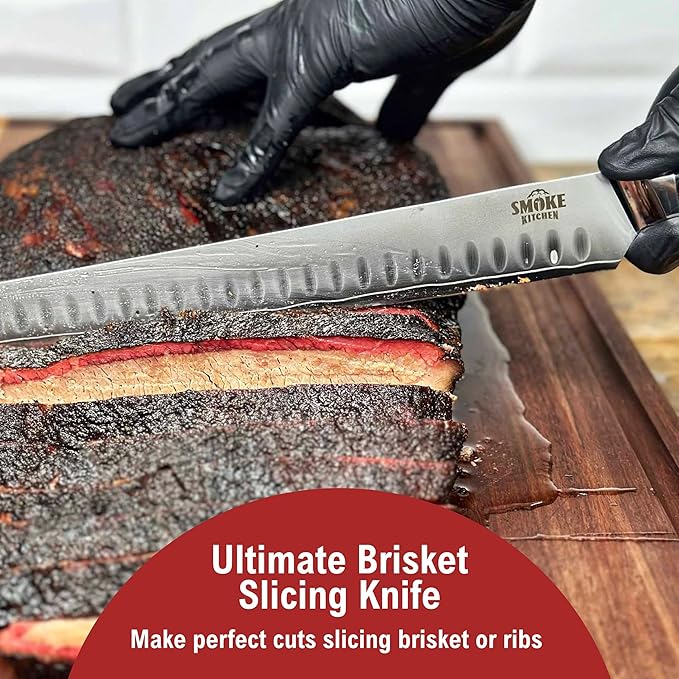 Smoke Kitchen BBQ Knife Set – 12" Brisket Slicing Knife & 6.5" Boning Knife – VG-10 Steel, Full Tang, G10 Handle – Trim, Slice & Carve Brisket, Ribs, Chicken, Pork – Pitmaster Gift