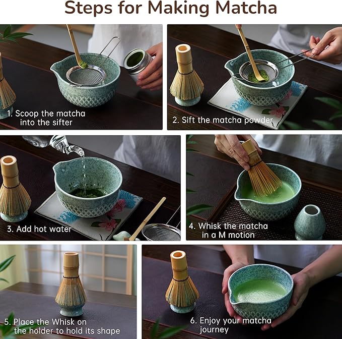 Matcha Whisk Set-Matcha Kit 7 Pcs, Matcha Set Birthday Gifts for Matcha Lover (G)