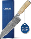 Chef Knife, Japanese Damascus Chefs Knife - kitchen knife, 8 Inch Professional Sharp Cooking Knife, Hand Forged Black Japanese Damascus Kitchen Knife, Full Tang, Ergonomic Maple Handle Design