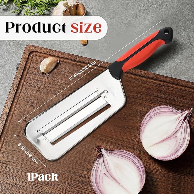 2 Pack Multifunctional Vegetable Cutter, Stainless Steel Dual Blade Julienne Cutter, Shredder Knife with Sharp Blades for Slicing, Grating & Shredding