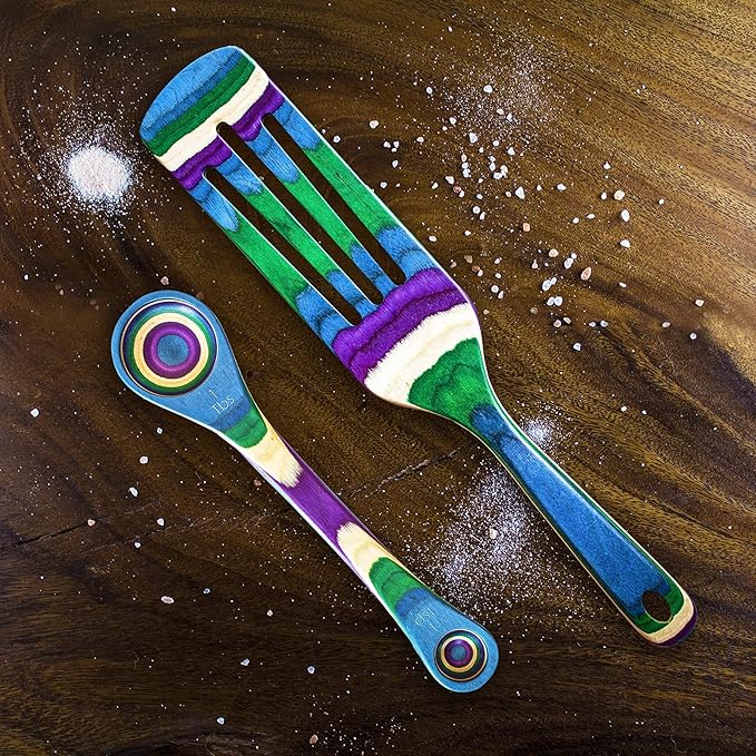 Totally Bamboo Baltique Mumbai Collection 2 Piece Cooking Utensil Set, Spurtle & Measuring Spoon