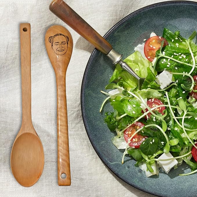 Face On A Wooden Spoon, Personalized Spoon, Engraved Spoon, Gift for Her, Him, Baking, Cooking, Housewarming Gifts, Gifts Mothers Fathers Day Christmas for Grandma, Mom, Dad, Husband
