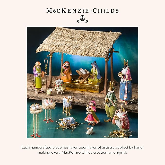 MACKENZIE-CHILDS Patience Brewster Nativity Figurine, Christmas Nativity Home Decor, Shelter