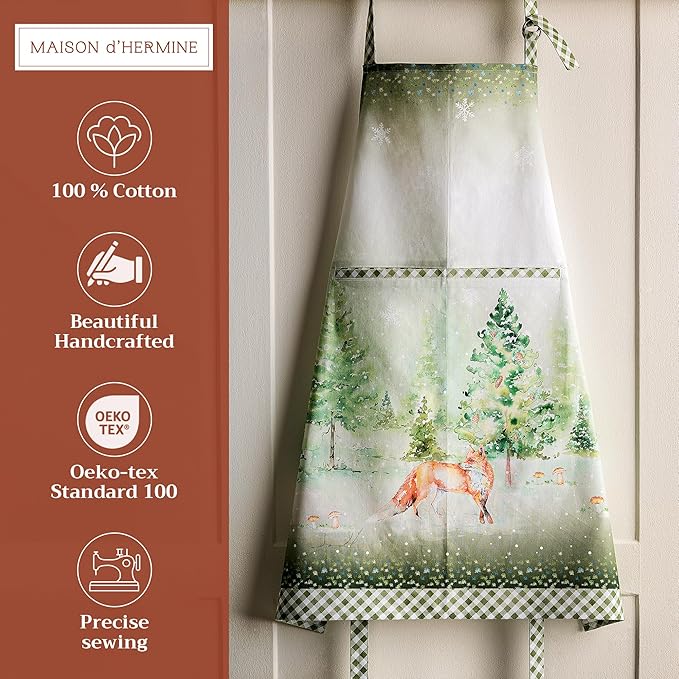 Maison d' Hermine 100% Cotton Apron for women with Pocket Kitchen Chef Apron for Men Cooking Gardening Server Waitress