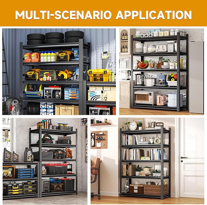 Metal Shelving, Garage Shelving Unit and Storage,Adjustable Storage Shelves, 3000LBS Storage Steel Shelving, for Kitchen Warehouse Pantry Commercial Use, Basement ((63in×48in×24in-4 Tier))