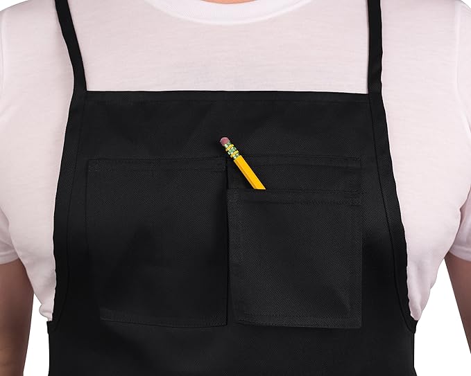KNG Black Shop Apron With Pockets – Cross Back Workshop Apron for Men and Women