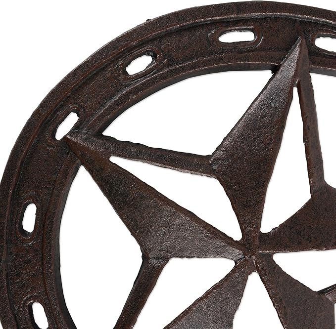 DII Decorative Trivet Set for Pots & Pans Dining Table Hot Pot Holder, Casted Metal, 8x8, Horseshoe & Star, 2 Piece