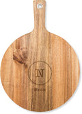 Weddingstar Personalized Wooden Round Cutting Board or Serving Board with Handle 12" x 16.5" - Circle Monogram Etching