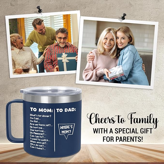 Christmas Birthday Gifts for Dad - 14 oz Stainless Steel Insulated Coffee Mug with Lid - Funny Birthday Gifts for Mom, Dad Birthday Gift Ideas, Mug for Men