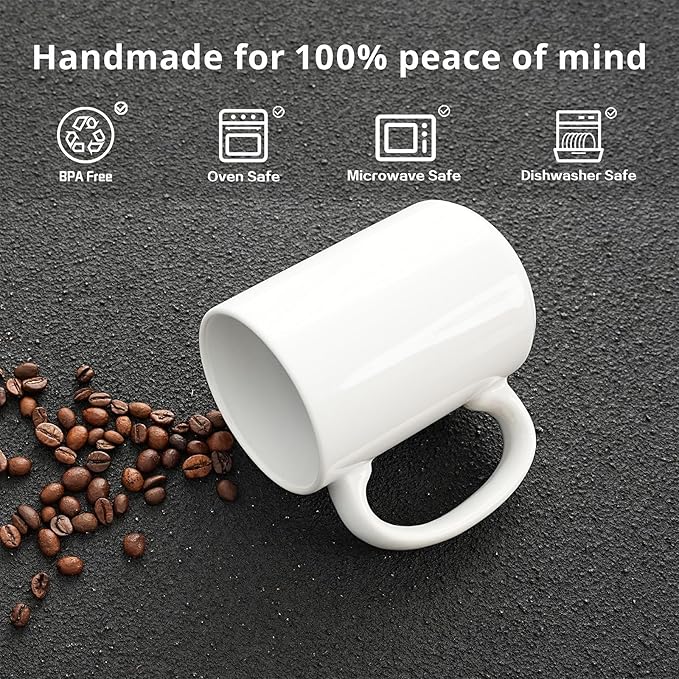 Ceramic 15oz White Sublimation Coffee Mug in White Box, Case of 24