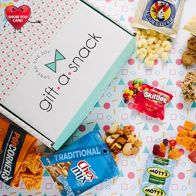 Gift A Snack - Holiday Christmas Stocking Stuffers, Healthy Snack Box Care Package + Greeting Card (60 Count) Xmas Birthday Treats Gift Basket, Nutritious Granola Breakfast Bars