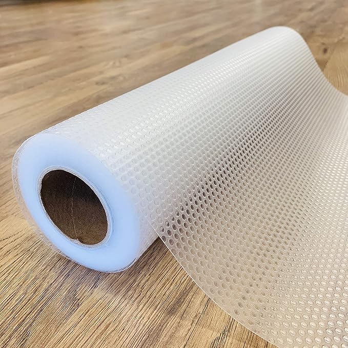 EVALAND Shelf Liners for Kitchen Cabinets Non-Adhesive 17.7" x 33 FT Clear Drawer Liner Non Slip, Washable Cabinet Liner, Waterproof Shelf Liners for Cabinets, Refrigerator Bathroom Pantry Cabinet Mat