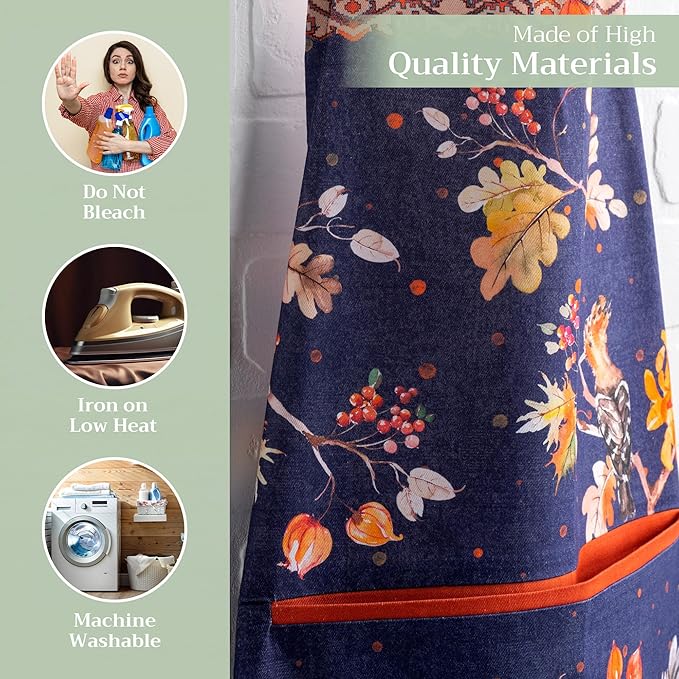 Maison d' Hermine 100% Cotton Apron for women with Pocket Kitchen Chef Apron for Men Cooking Gardening Server Waitress