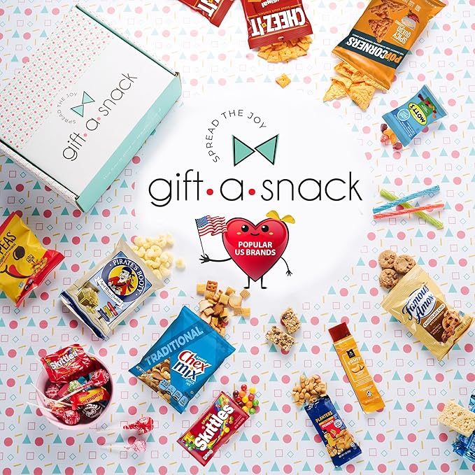 Gift A Snack - Holiday Christmas Stocking Stuffers, Healthy Snack Box Care Package + Greeting Card (50 Count) Xmas Birthday Treats Gift Basket, Nutritious Granola Breakfast Bars