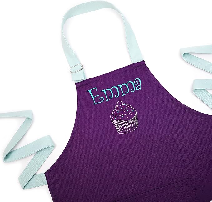 Kids Apron - Embroidered Personalized Cooking Custom Apron with Name, Adjustable, Cotton, with Pockets, for cooking