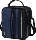 opux Insulated Lunch Box for Men Women Adult, Compact Lunch Bag for Kids Boy Girl Teen, Soft Lunch Cooler Bag for Work School, Leakproof Lunchbox Lunch Pail with Clip-on Buckle, Heather Navy
